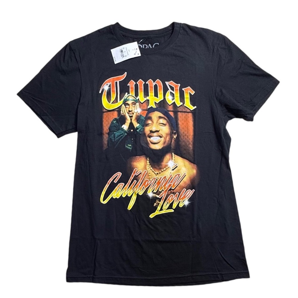 2Pac California Love Graphic T-Shirt Mens Small Black Hip Hop Rap Tee 3 NEW-2140